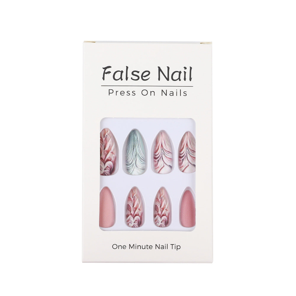 Artificial Nails Set with Modern Marble and Flower Patterns Kalsten