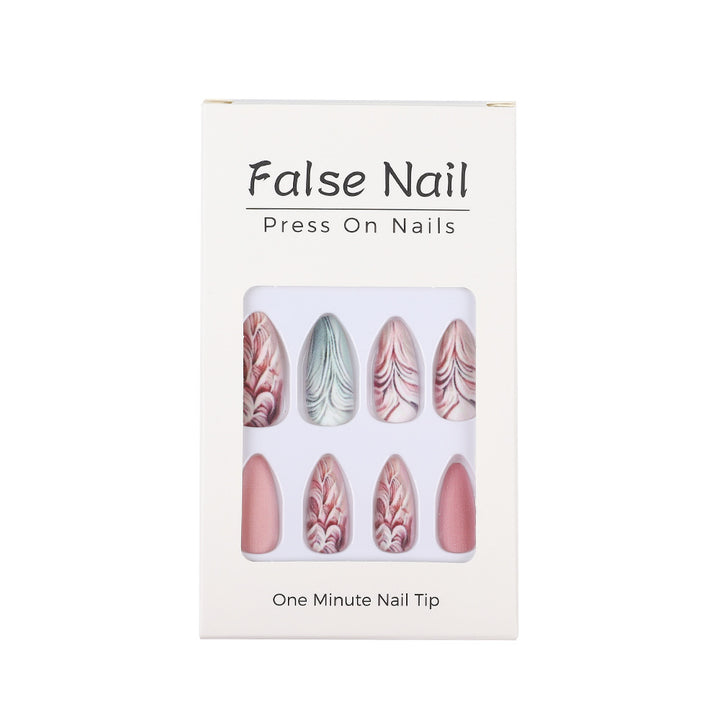Artificial Nails Set with Modern Marble and Flower Patterns Kalsten