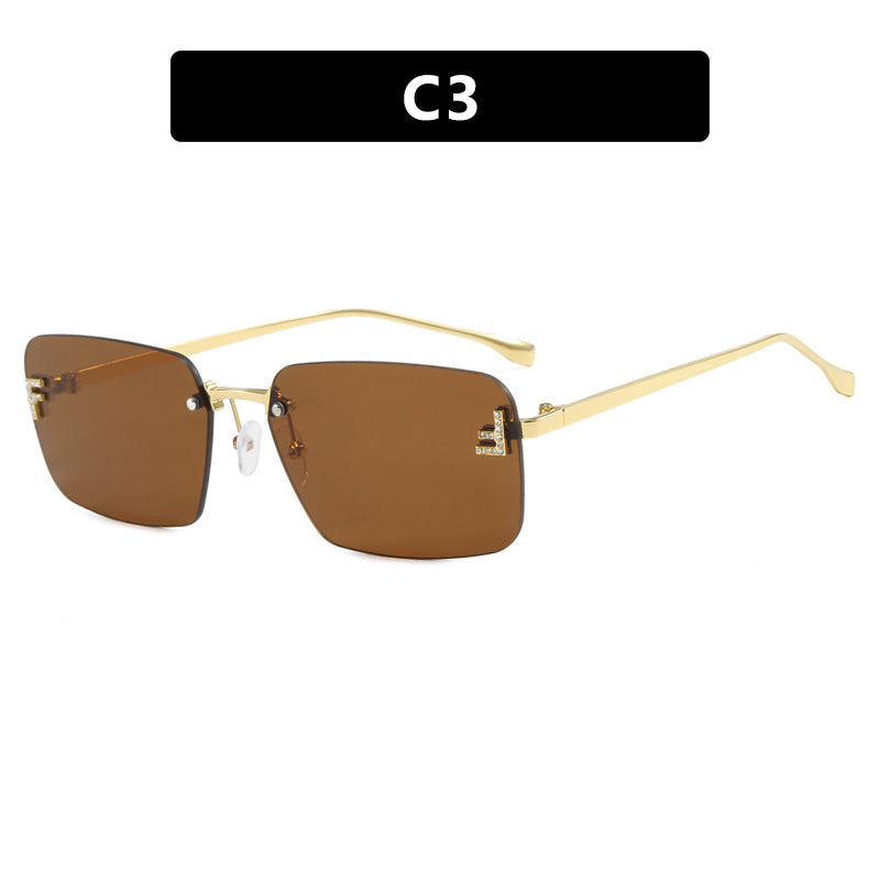 Ladies square sunglasses with elegant golden frame and stylish lenses Kalsten