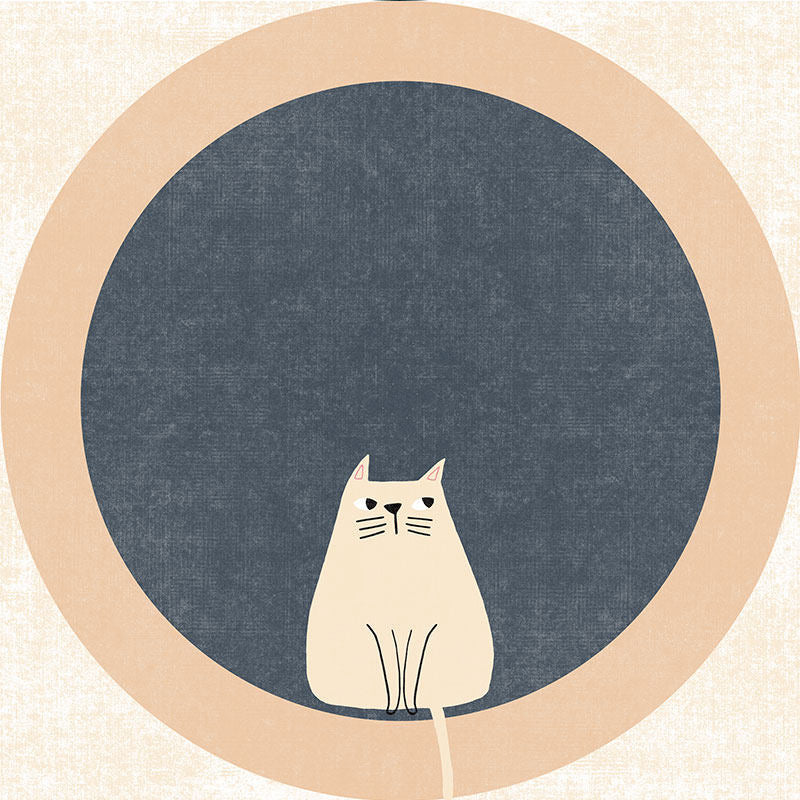 Cute Rabbit-Themed Round Area Mat