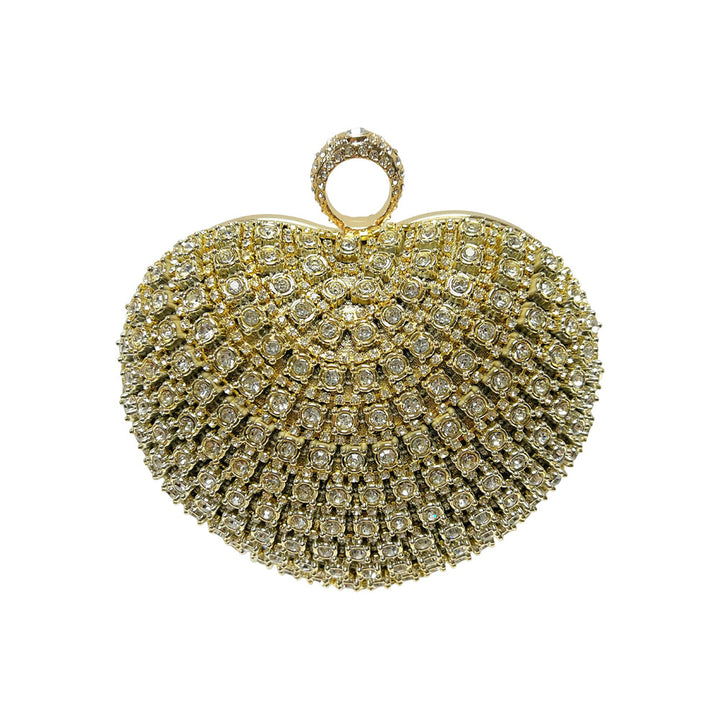 Heart-Shaped Crystal-Studded Evening Handbag