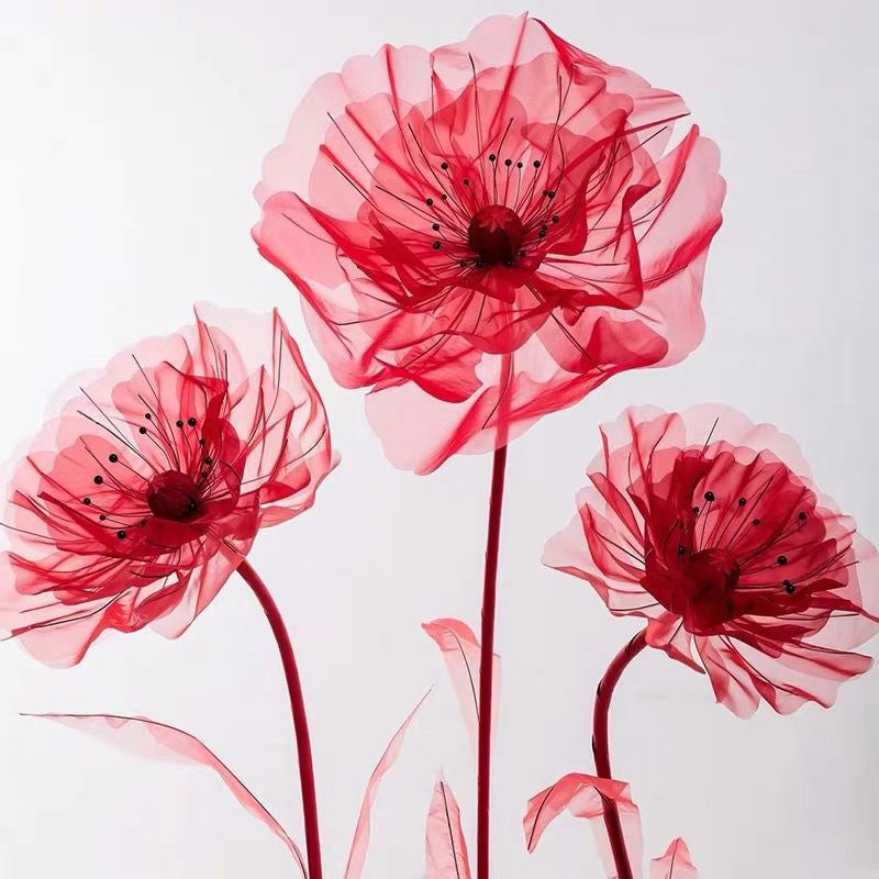 Decorative Faux Floral Poppy Arrangement