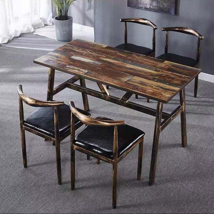 Vintage dining table with custom license plate design Kalsten