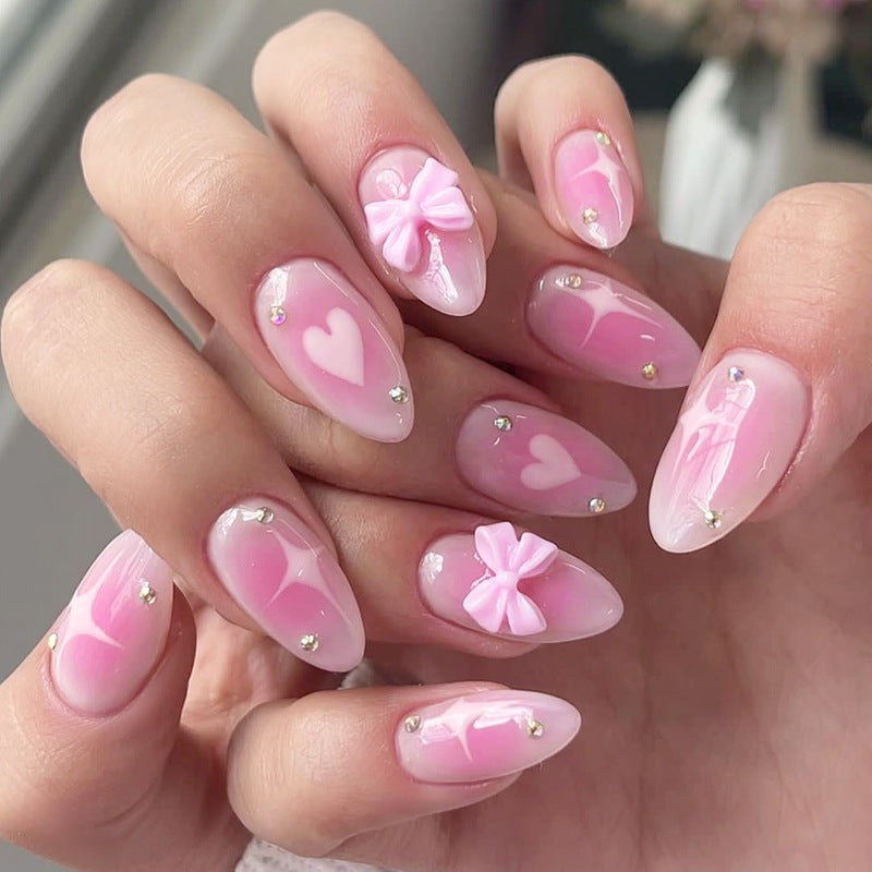 Artificial nail set with delicate hearts and sparkling accents Kalsten