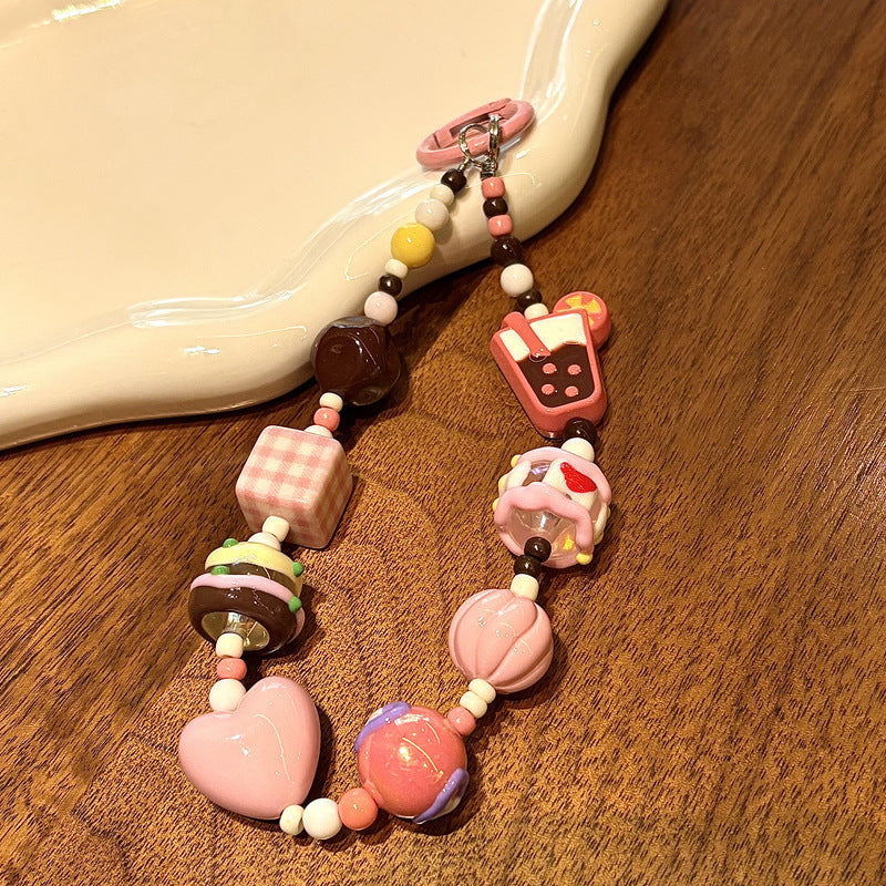 Playful Food-Themed Beaded Keychain Kalsten