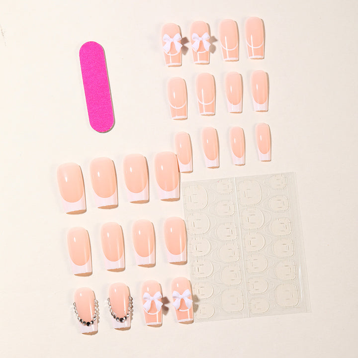 Elegant Floral French Tip Nail Art Extensions Kalsten