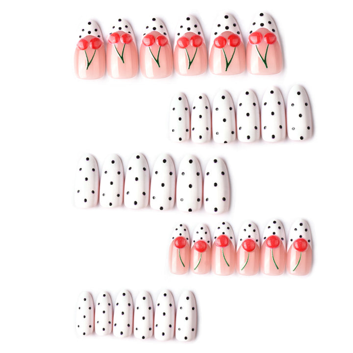 Cherry-Themed Press-On Nail Art Set