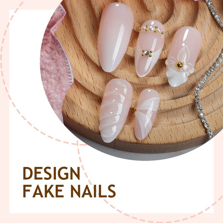 Artificial nail set with elegant floral design and luxurious accents Kalsten