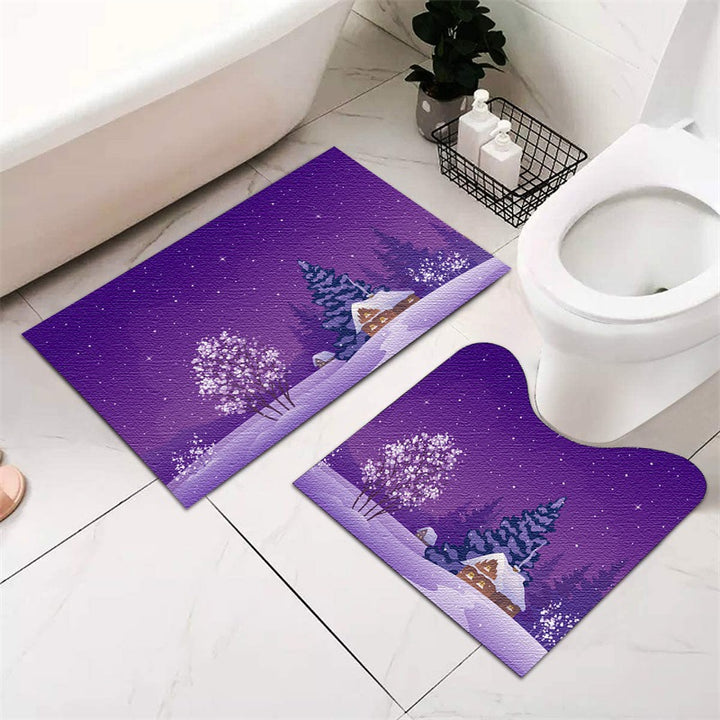 Festive Holiday-Themed Bathroom Mat Set