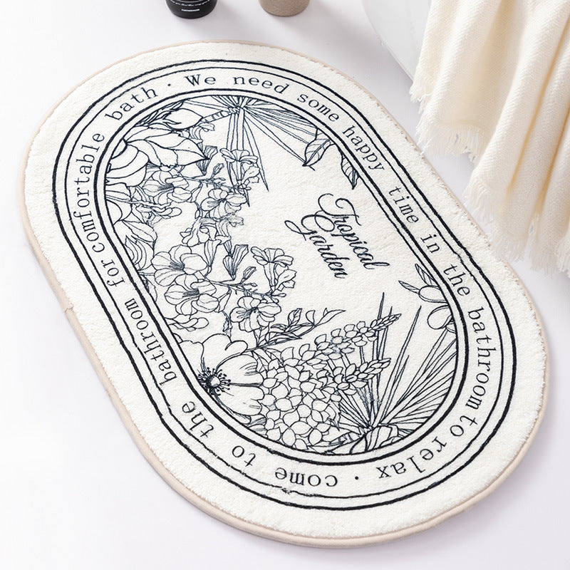 Floral-Themed Bath Mat for Bathroom