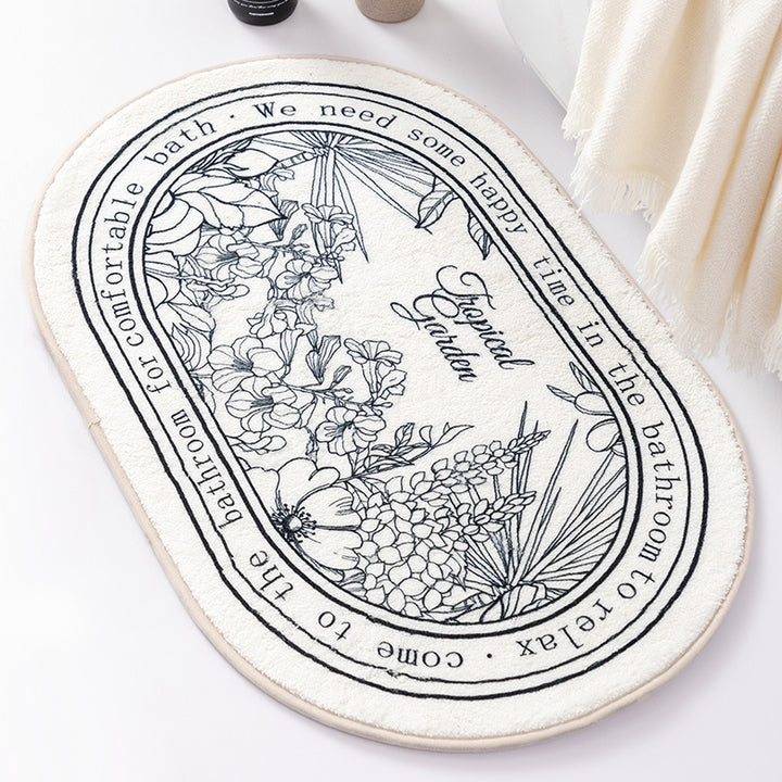 Floral-Themed Bath Mat for Bathroom