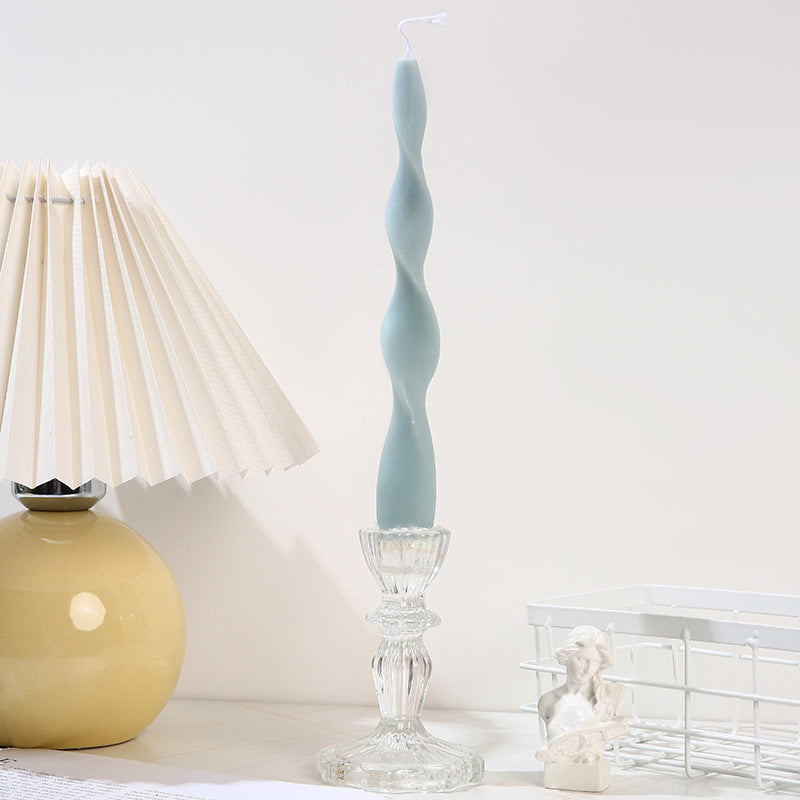 Wavy Sculptural Column Taper Candle