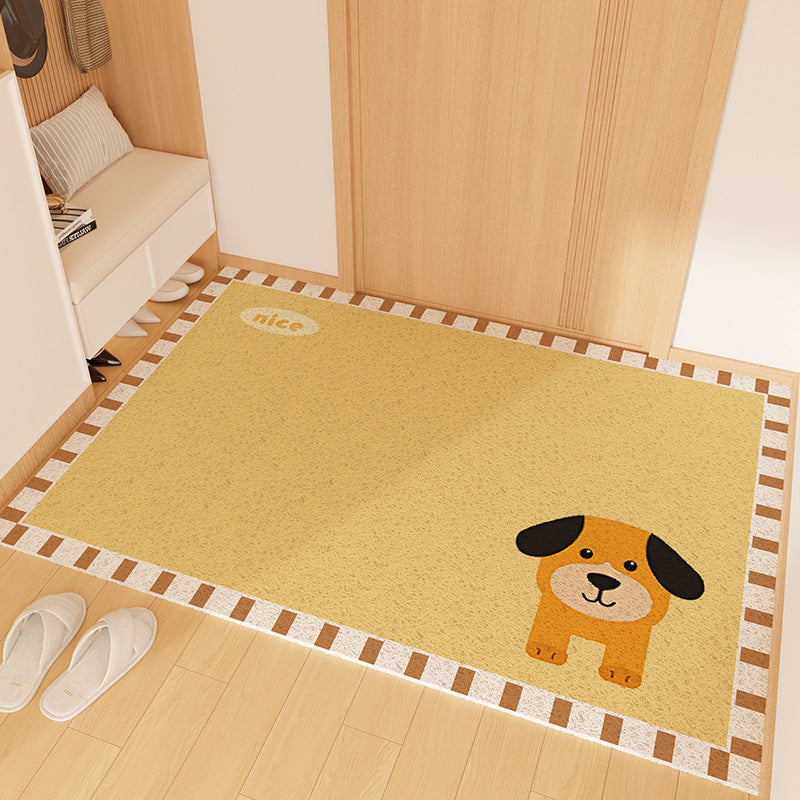 Playful Striped Dog Print Welcome Mat Kalsten