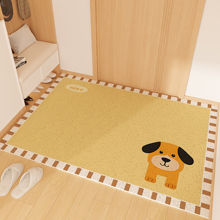 Playful Striped Dog Print Welcome Mat Kalsten