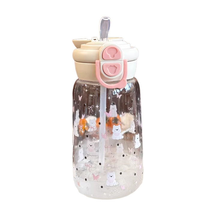 Women's drinking bottle with animal motifs and healthy fruit insert system Kalsten