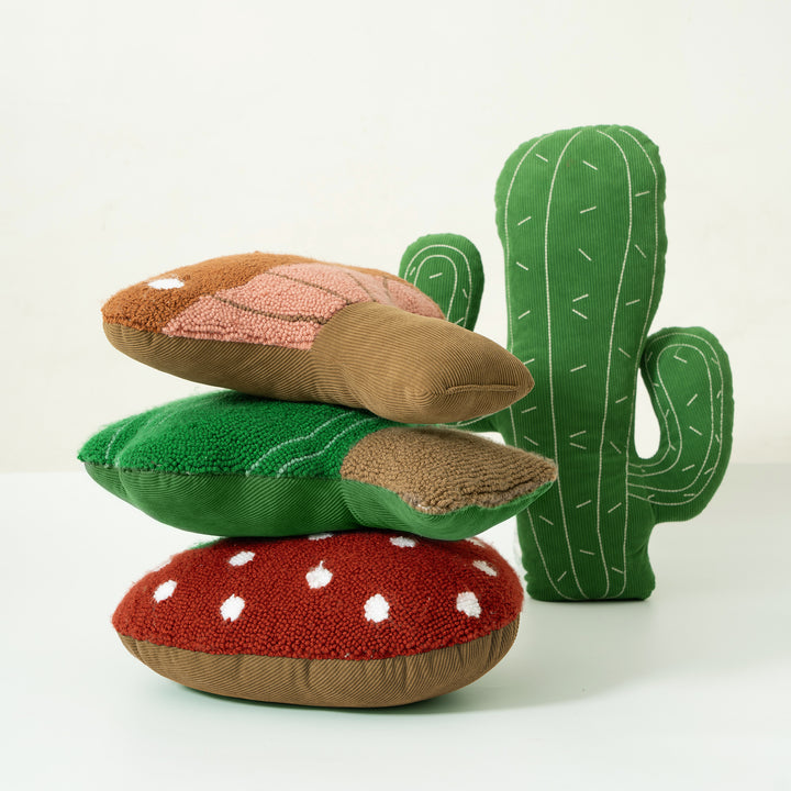 Decorative cactus cuddle pillow made of corduroy with embroidered structure