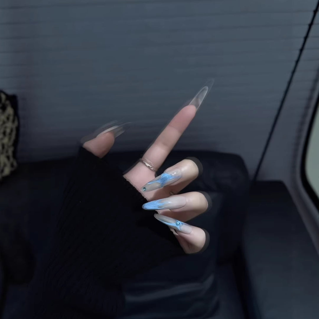 Stunning Crystal-Embellished Stiletto Nail Tips