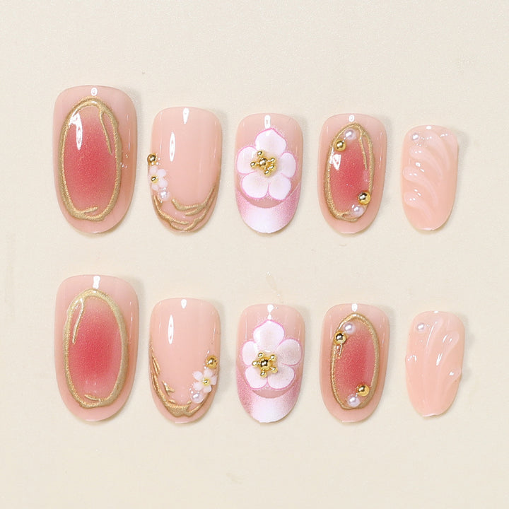 Floral Embellished Press-On Nail Art Set Kalsten