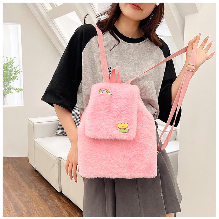 Plush Backpack with Colorful Appliqués Kalsten