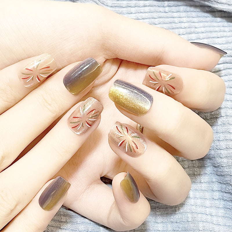 Artistic Press-On Nail Set with Decorative Patterns Kalsten