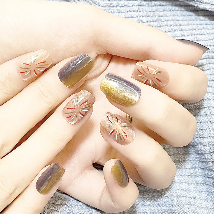 Artistic Press-On Nail Set with Decorative Patterns Kalsten