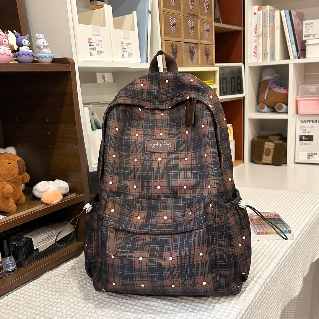 Trendy Plaid Pattern Backpack Kalsten