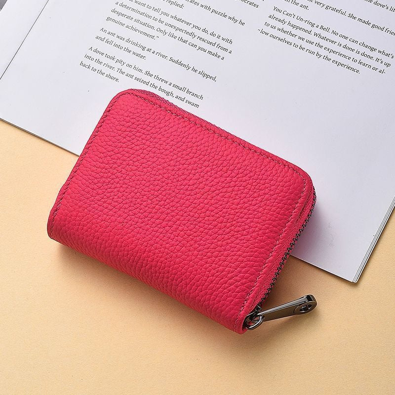 Compact Zippered Leather Wallet