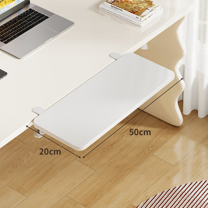 Under-Desk Bamboo Slide-Out Work Surface Clamp-Mounted Keyboard & Mouse Platform