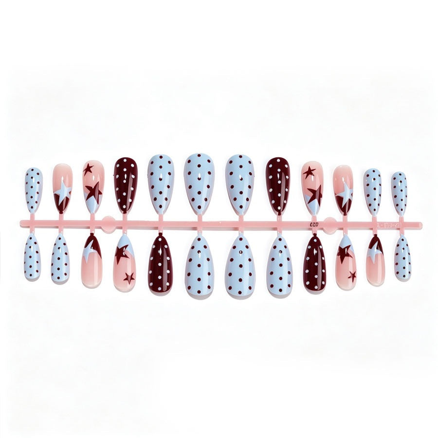 Acrylic nail set with creative dot and star design Kalsten