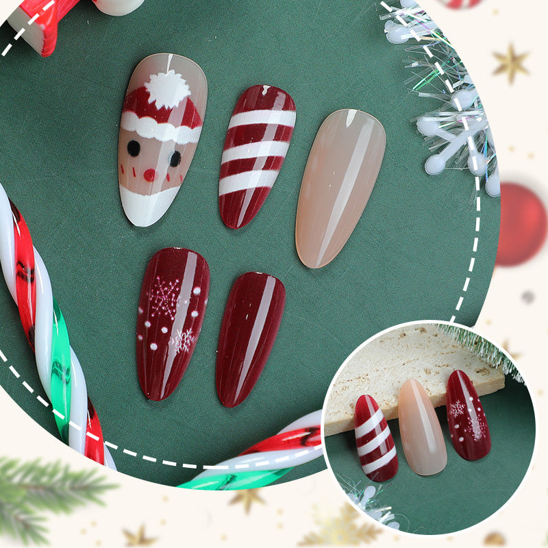 Festive Holiday-Themed Press-On Nail Art Set 1790738334