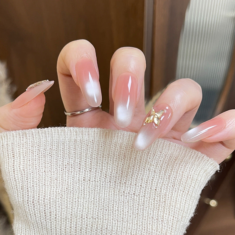 Elegant Ombre Press-On Nails with Floral Butterfly Accents Kalsten