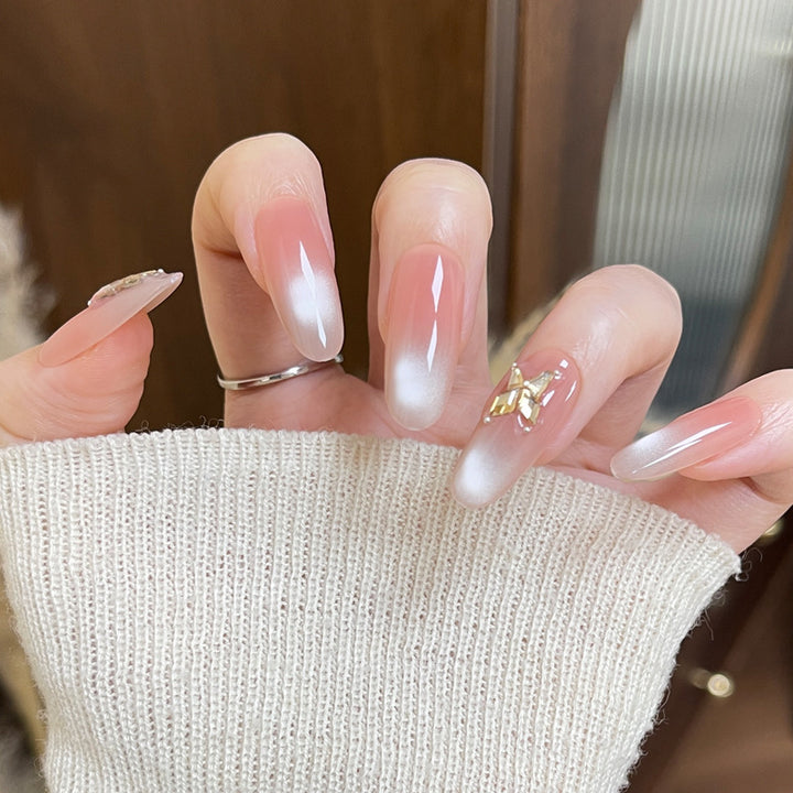 Elegant Ombre Press-On Nails with Floral Butterfly Accents Kalsten