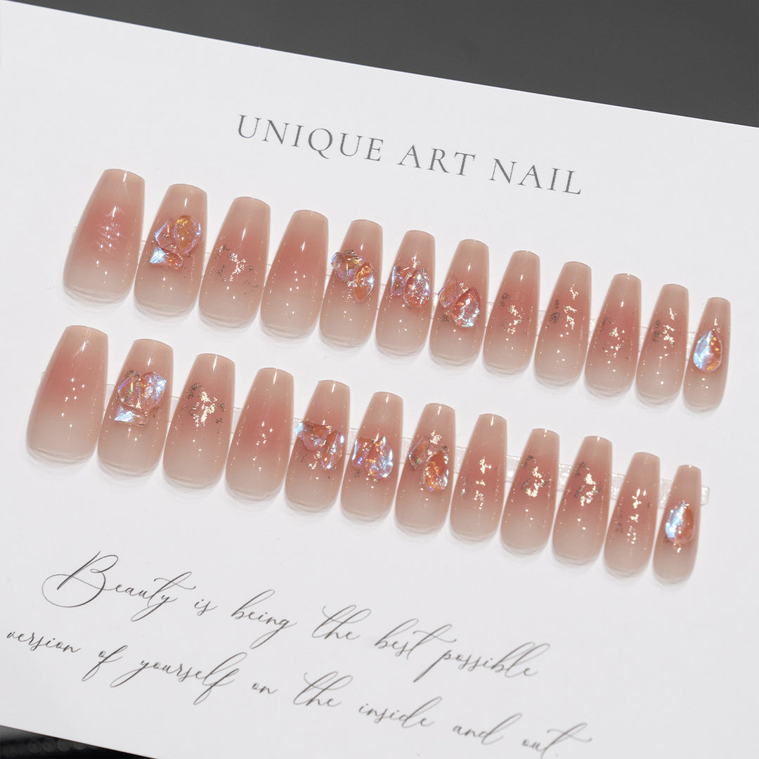 Artistic Press-On Nail Tips with Floral Design Kalsten
