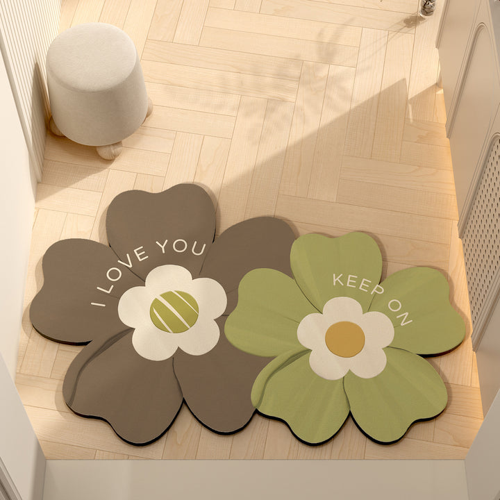 Whimsical Floral Motif Memory Foam Bath Mat