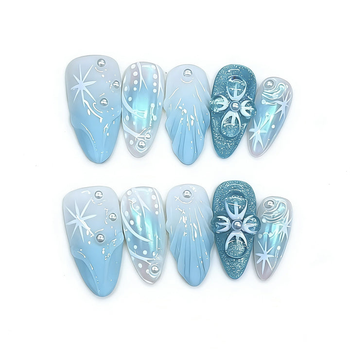 Artistic Winter-Themed Press-On Nail Set Kalsten