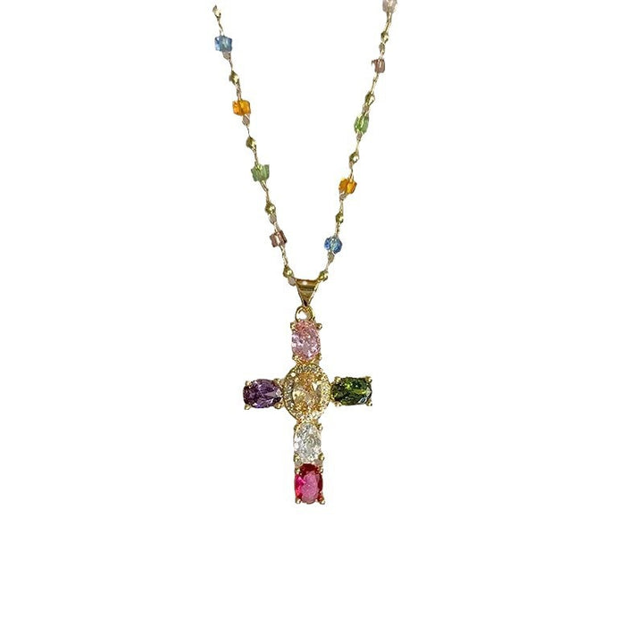 Creative Beaded Cross Necklace Kalsten