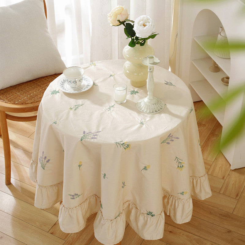 Embroidered Floral Design Table Cover