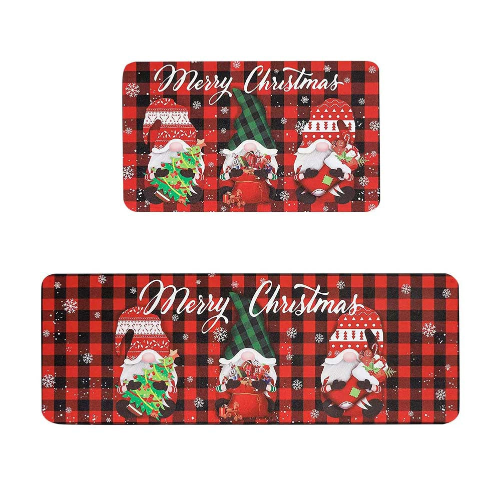 Festive Christmas-Themed Kitchen Mat Set