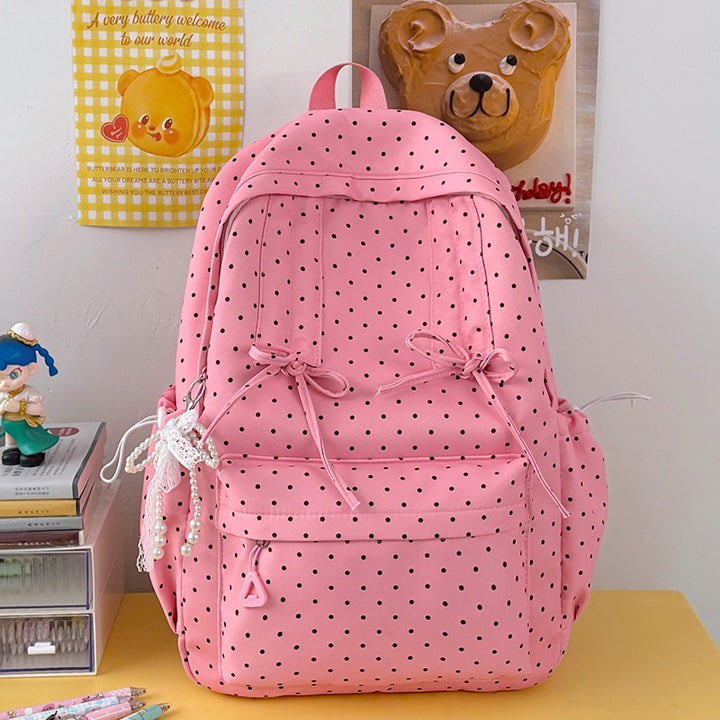 Stylish Polka Dot Patterned School Backpack Kalsten