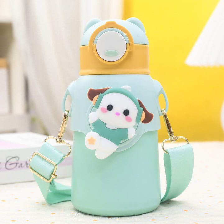 Women's insulated drinking bottle with cute animal design and practical carrying strap Kalsten