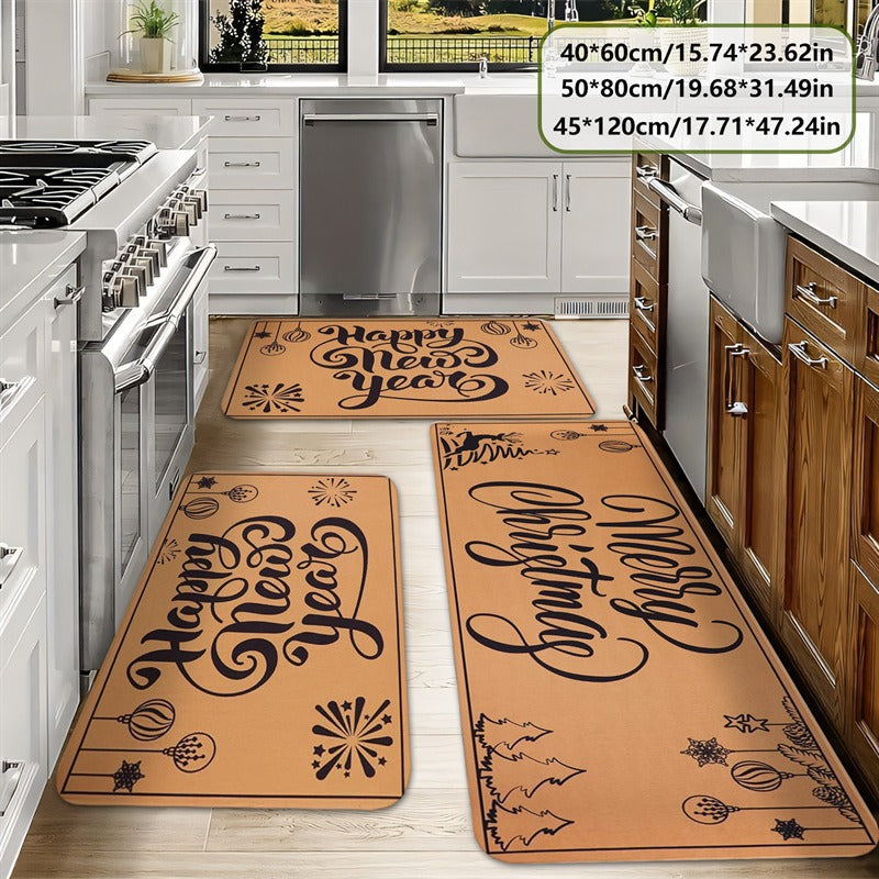 Festive Holiday-Themed Kitchen Mat Set
