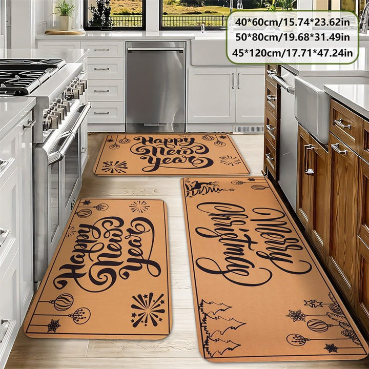 Festive Holiday-Themed Kitchen Mat Set