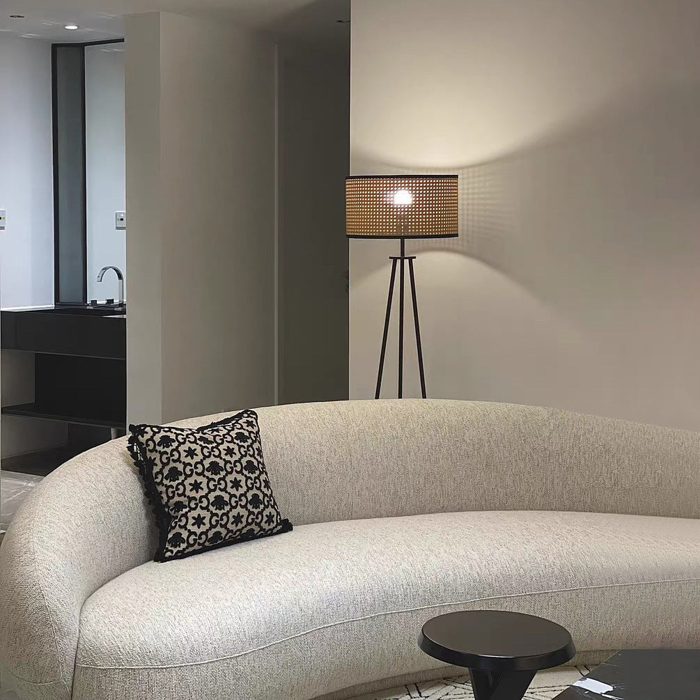 Tripod Floor Lamp with Woven Shade