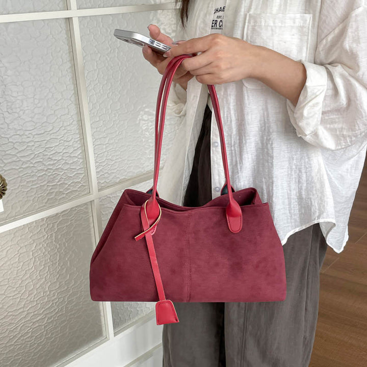 Stylish Faux Suede Handbag