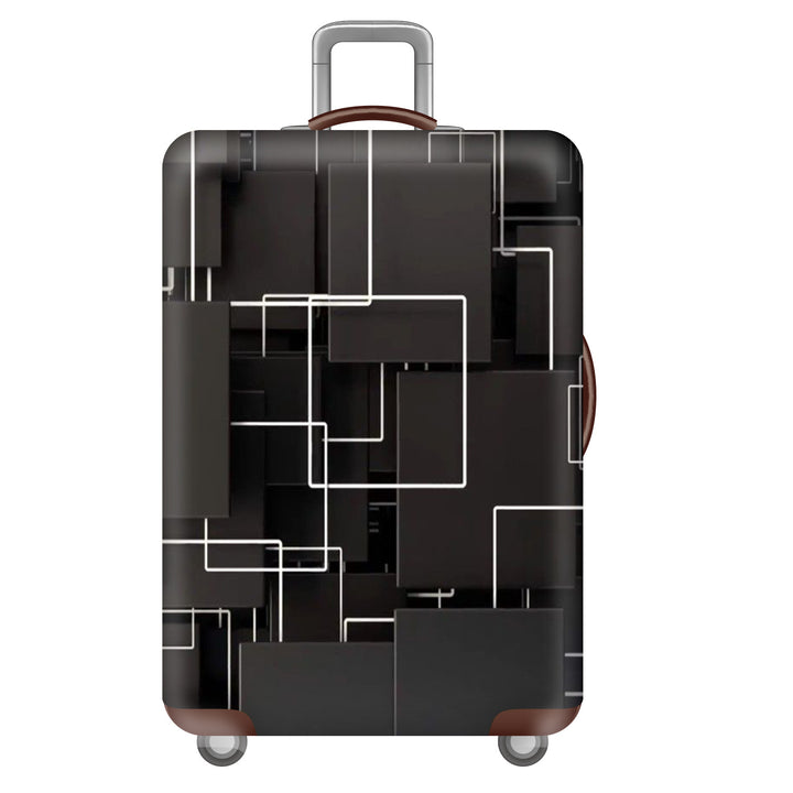 Unisex large hard shell suitcase with sturdy trolley handle and elastic motif protective cover superhero design Kalsten