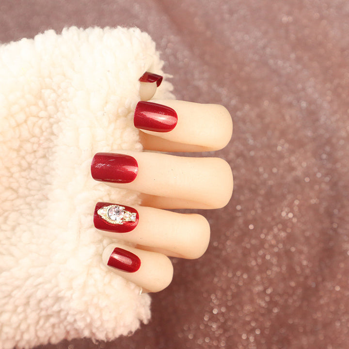 Luxury Press-On Nail Art Set with Rhinestone Accents Kalsten
