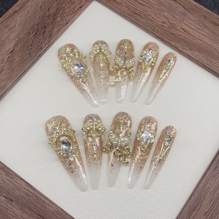 Glittering Decorative Press-On Nail Art Set