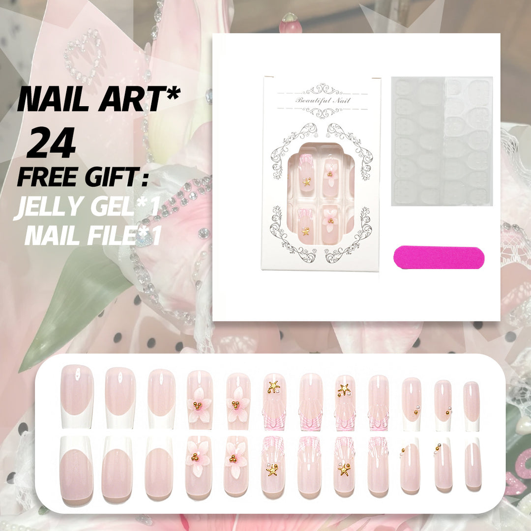 Artistic Press-On Nail Kit with Gel and Nail File