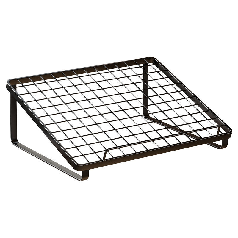 Ergonomic Angled Metal Laptop Stand Riser with Ventilated Grid and Front Stop