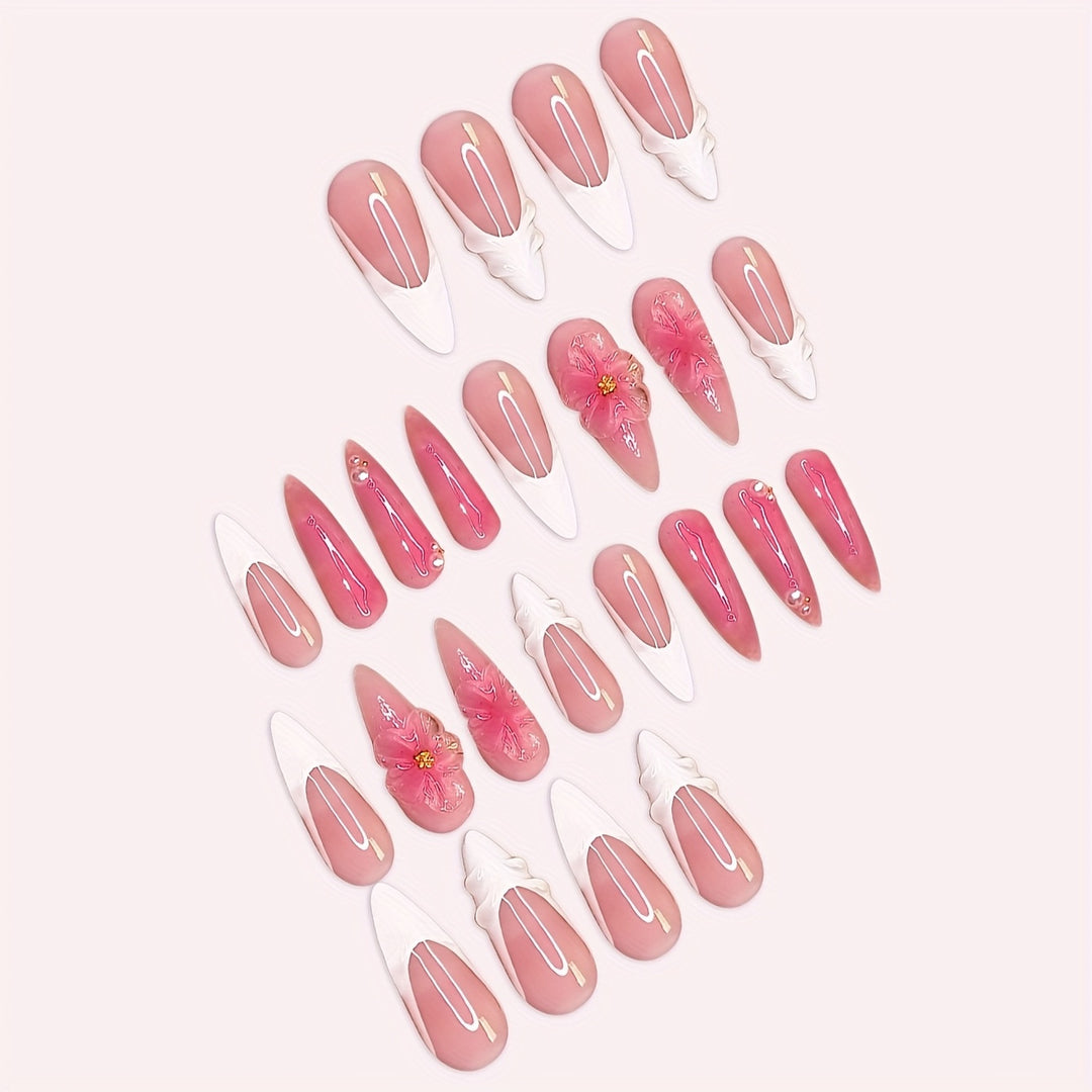 Decorative Floral Press-On Nail Set Kalsten